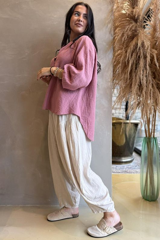 Suri Cushion Cotton Laurie Blouse Indian Pink